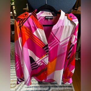 Karl Lagerfeld pink Multicolor women’s Geometric Blouse XL